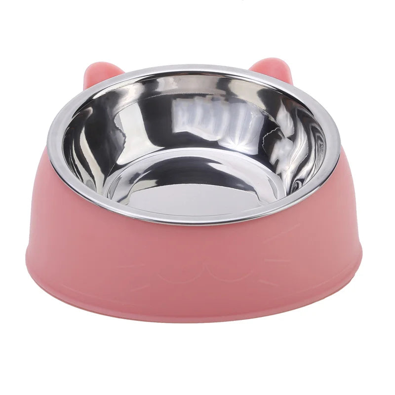 Angled Stainless Steel Pet Bowl for Cats & Small Dogs