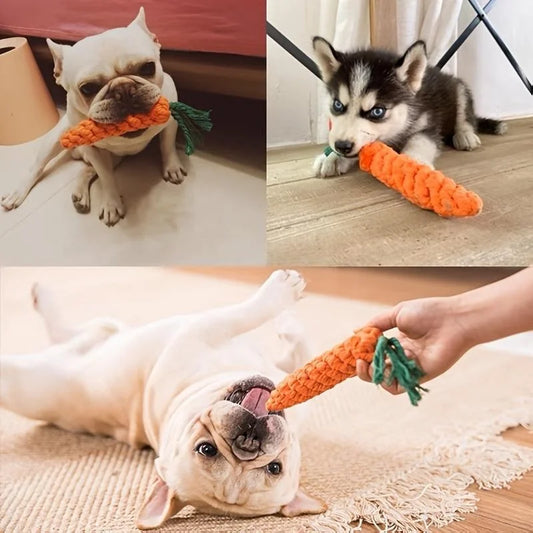 Carrot Rope Chew Toy for Dogs & Cats – Interactive Knot Toy