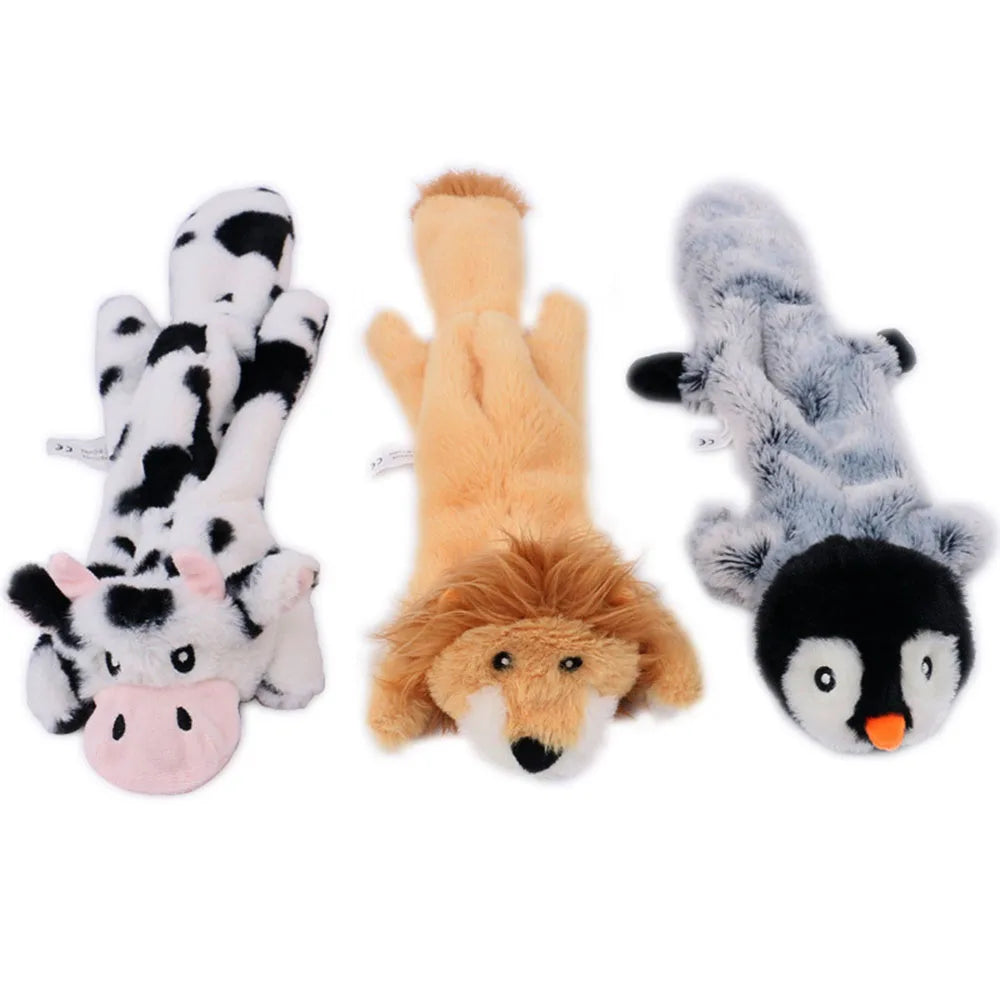 Stuffingless Squeaky Animal Toy for Dogs – Durable Crinkle Chew Toy