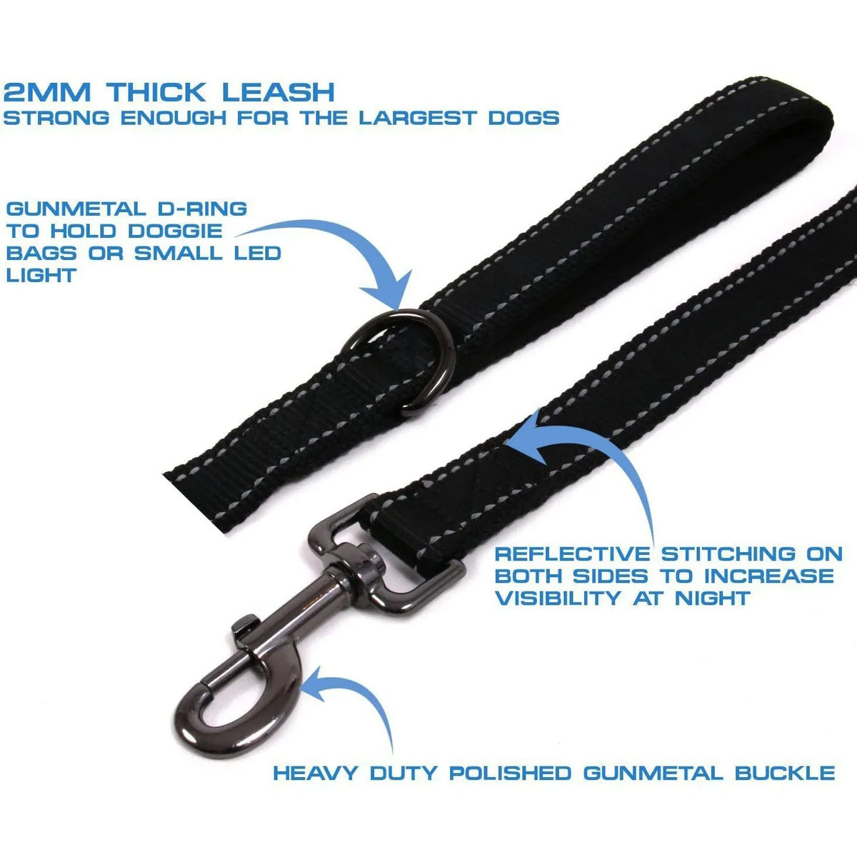 Double-Handle Reflective Dog Leash for Training & Walking