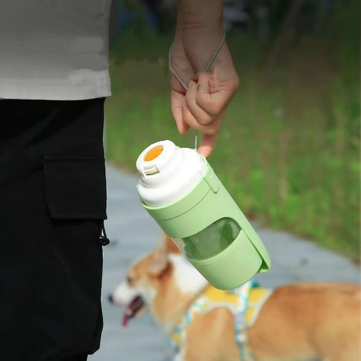 Portable Pet Water Bottle with Food Storage – 500ml