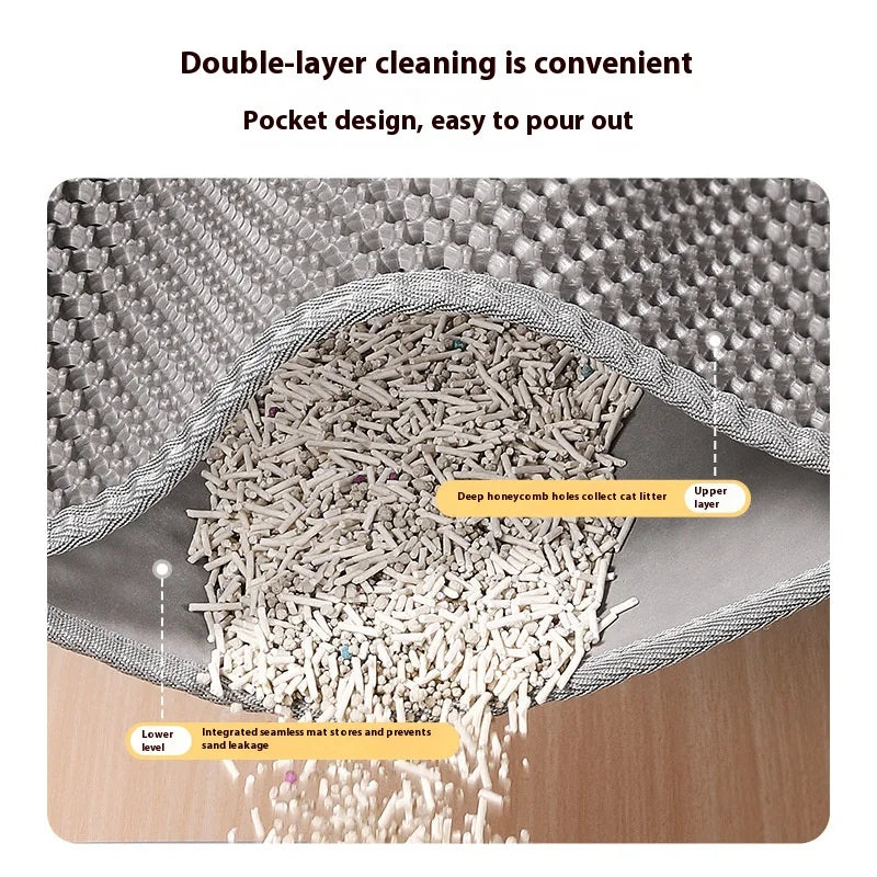 Waterproof Cat Litter Mat – 2-Layer Sand-Trapping Floor Protector