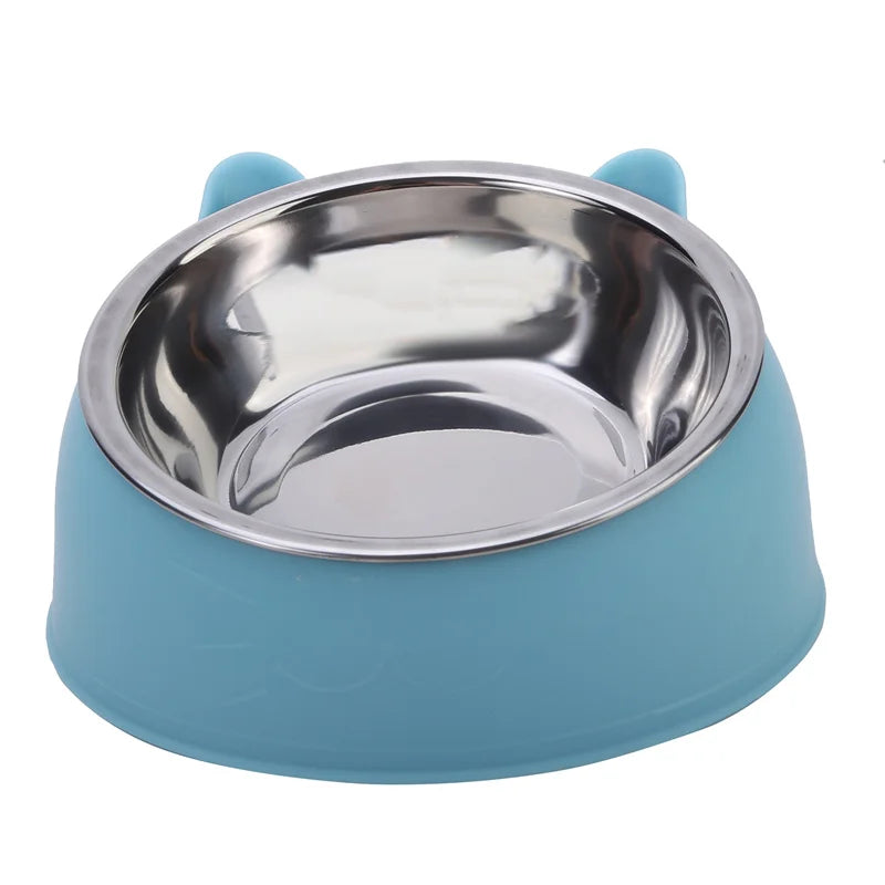 Angled Stainless Steel Pet Bowl for Cats & Small Dogs