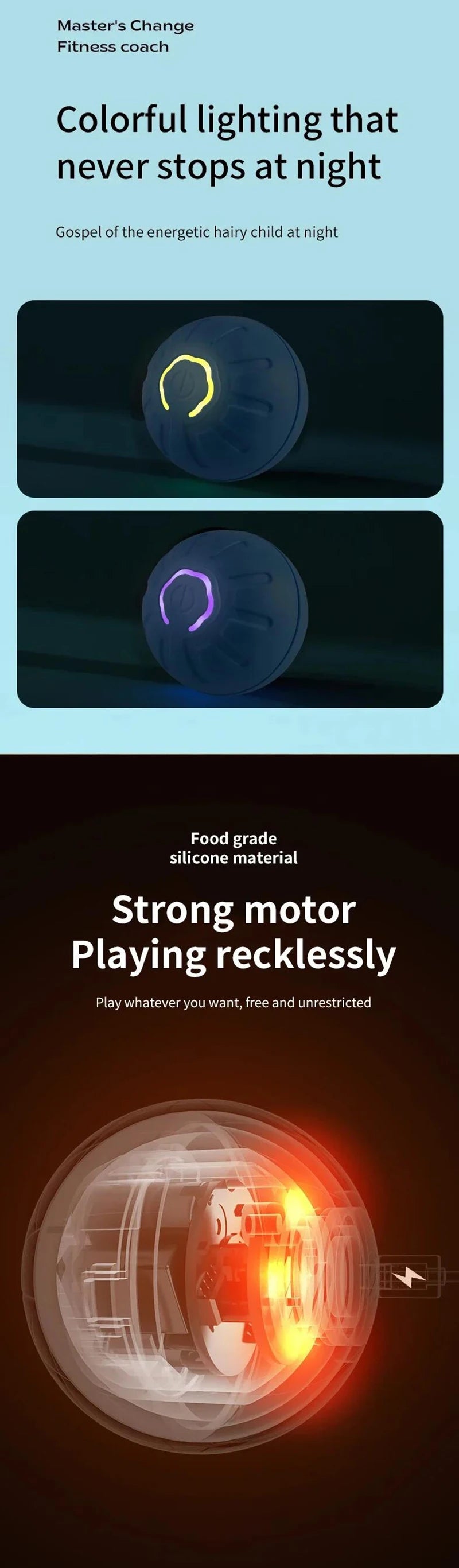 Interactive USB Rechargeable Moving Ball Toy for Dogs & Cats