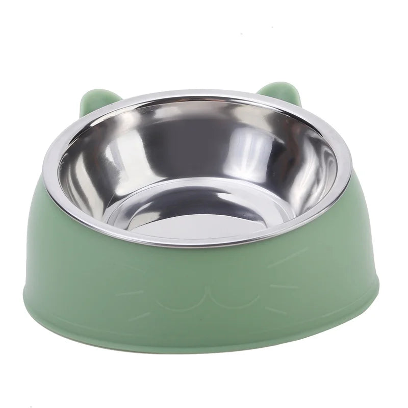 Angled Stainless Steel Pet Bowl for Cats & Small Dogs