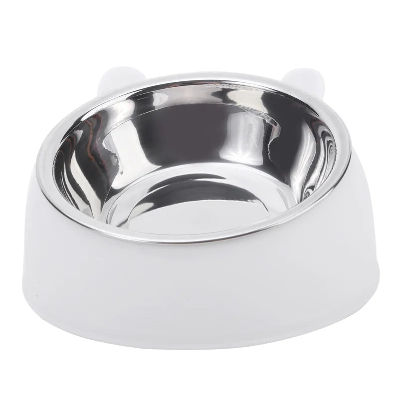 Angled Stainless Steel Pet Bowl for Cats & Small Dogs