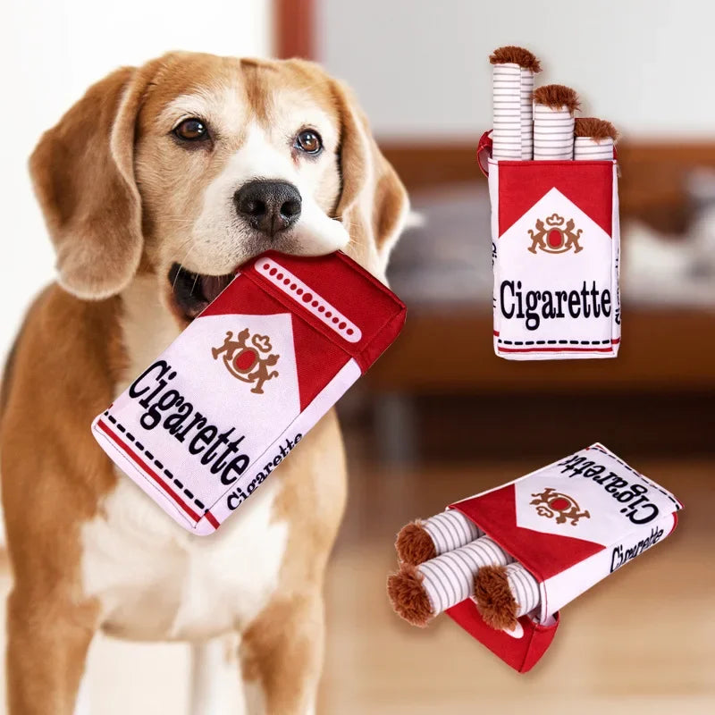 Funny Cigarette-Design Plush Toy for Dogs – Squeaky Chew Toy