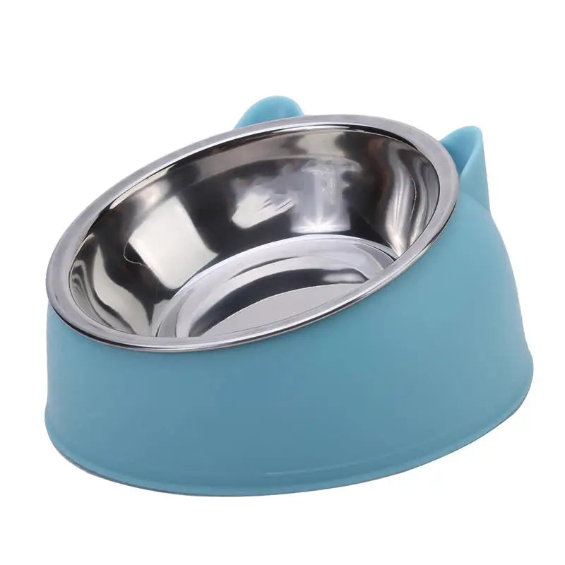 Angled Stainless Steel Pet Bowl for Cats & Small Dogs