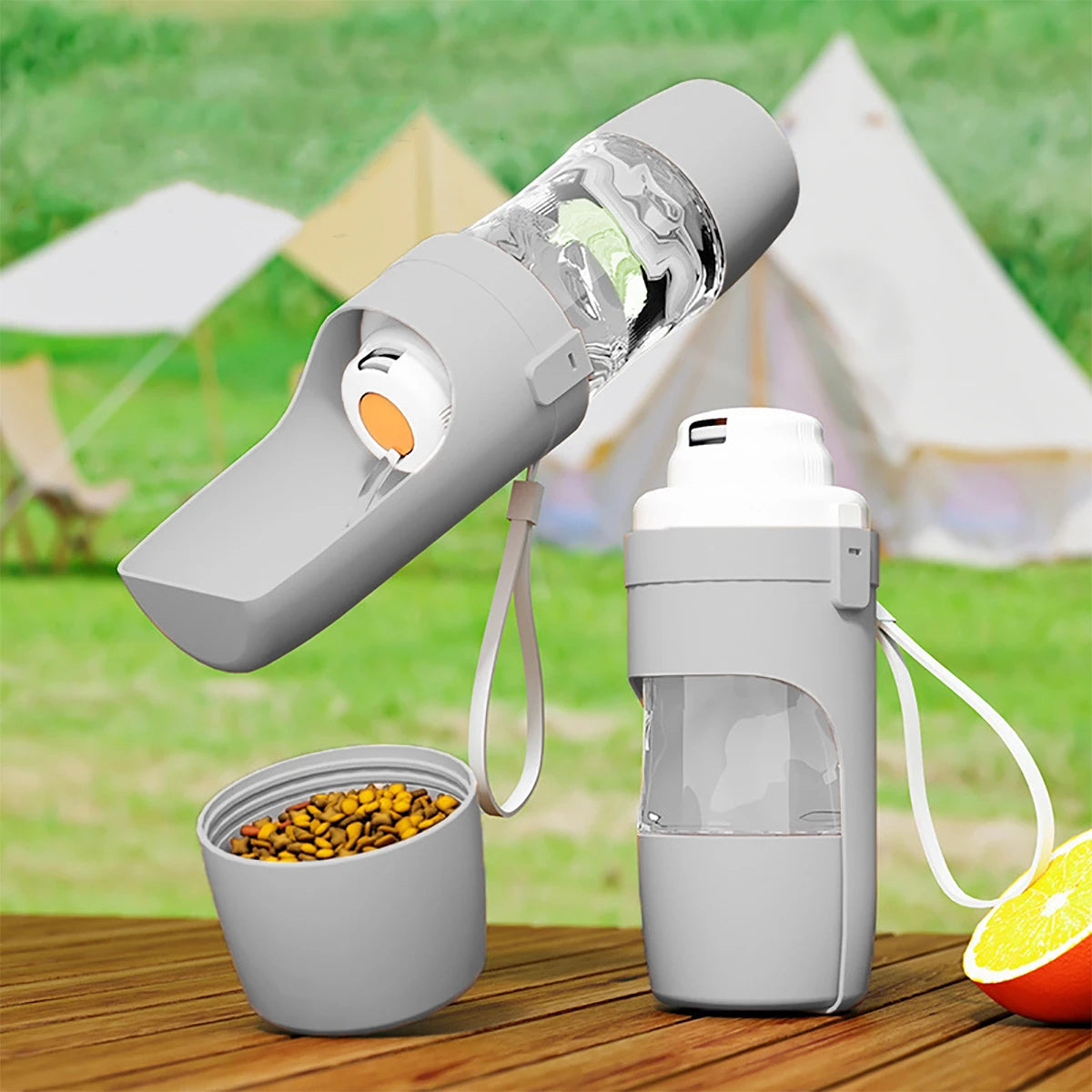 Portable Pet Water Bottle with Food Storage – 500ml