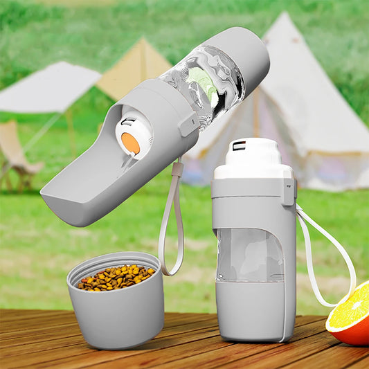 Portable Pet Water Bottle with Food Storage – 500ml