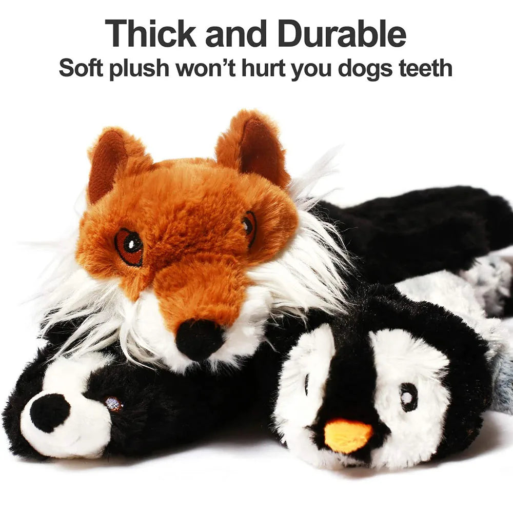 Stuffingless Squeaky Animal Toy for Dogs – Durable Crinkle Chew Toy