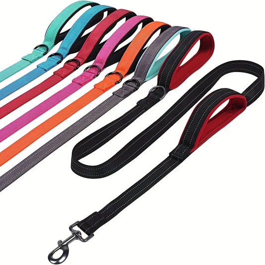 Double-Handle Reflective Dog Leash for Training & Walking