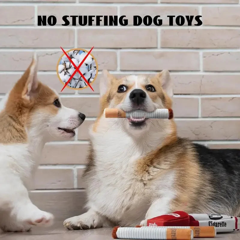 Funny Cigarette-Design Plush Toy for Dogs – Squeaky Chew Toy