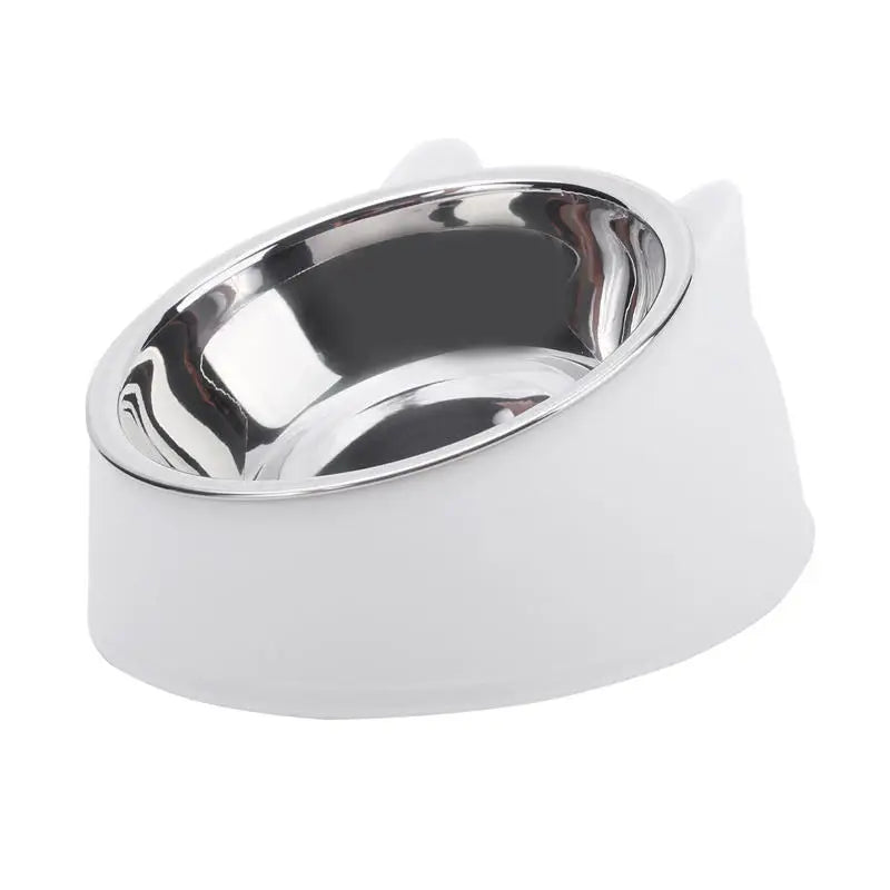 Angled Stainless Steel Pet Bowl for Cats & Small Dogs