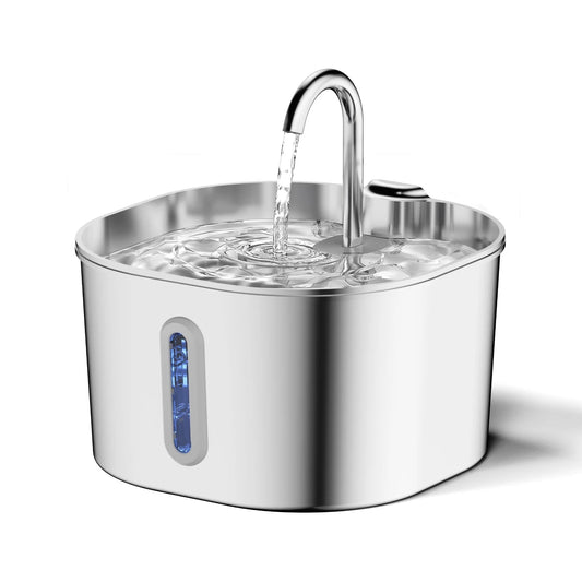 2.2L Stainless Steel Cat Water Fountain with Filter – Quiet Pet Dispenser