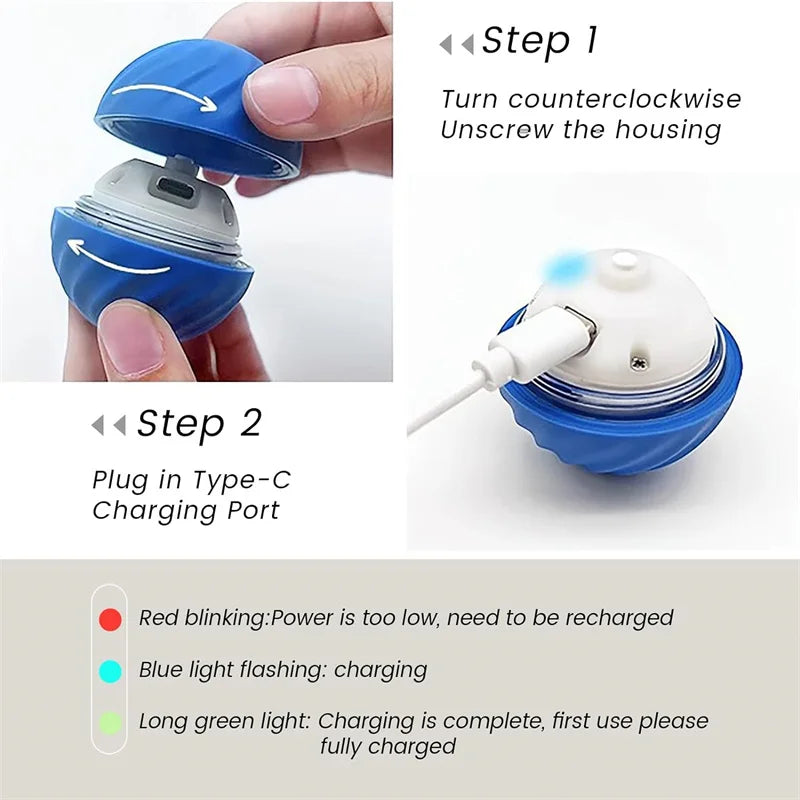 Interactive USB Rechargeable Moving Ball Toy for Dogs & Cats
