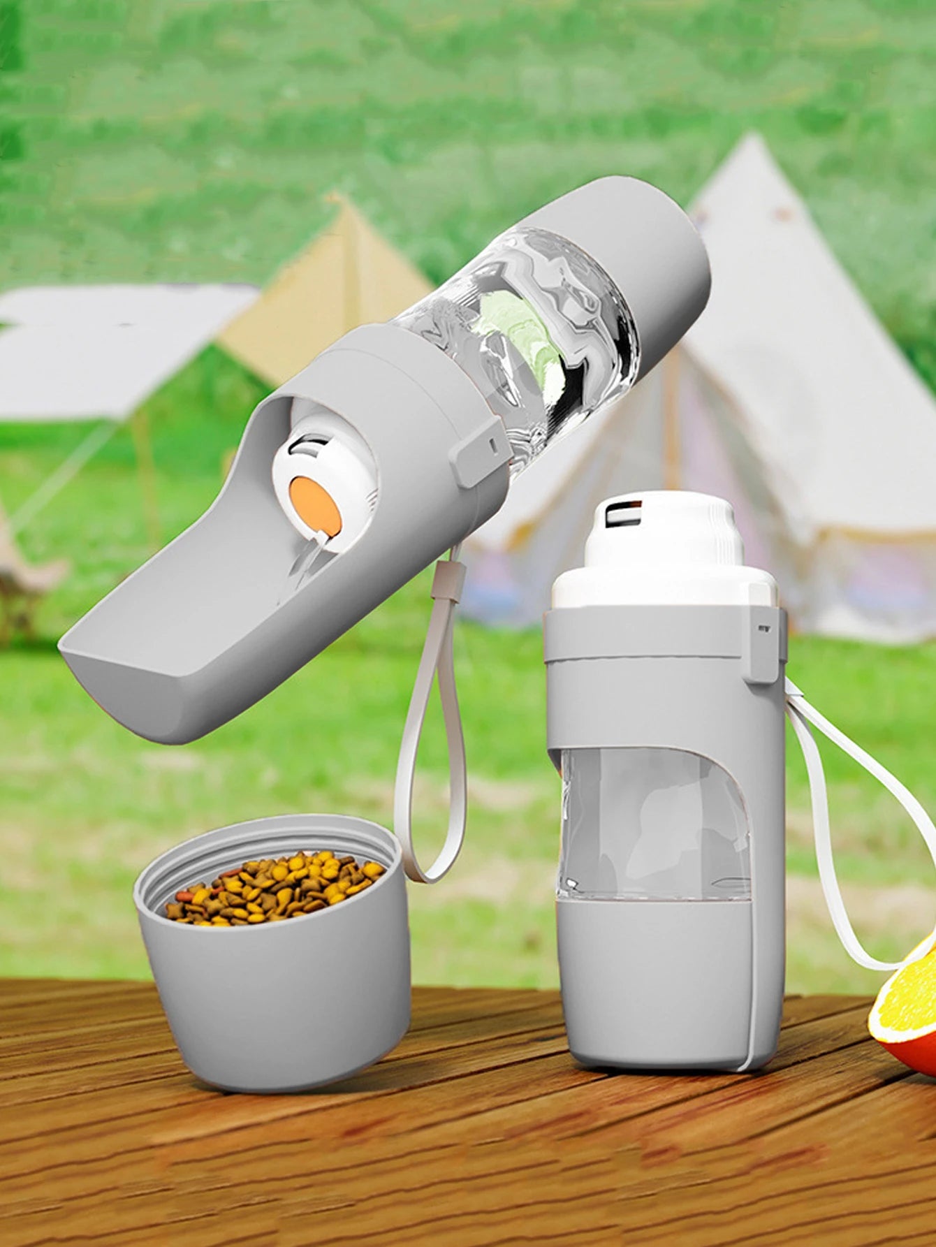 Portable Pet Water Bottle with Food Storage – 500ml