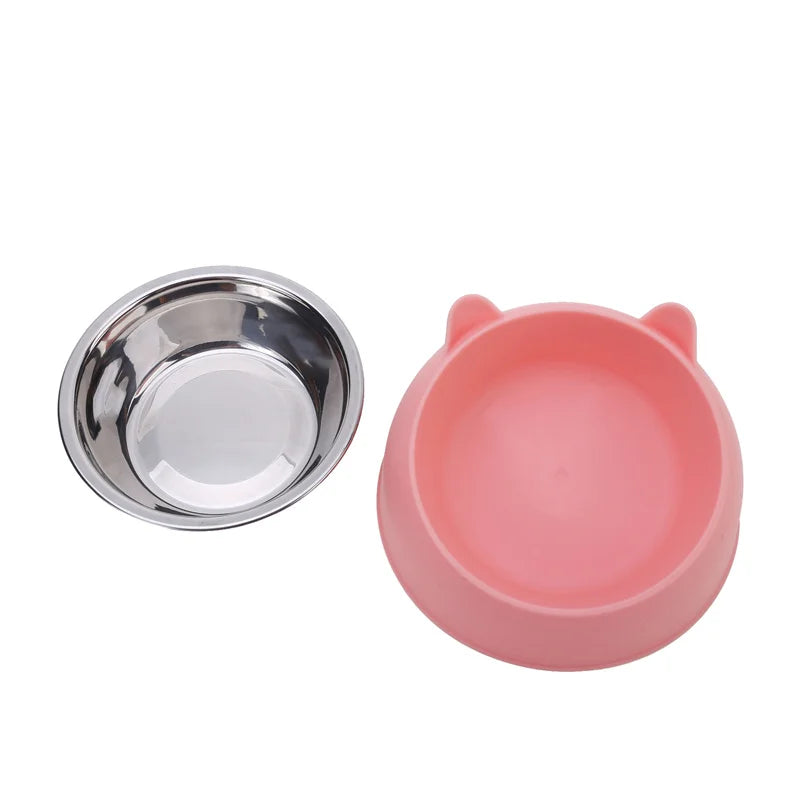 Angled Stainless Steel Pet Bowl for Cats & Small Dogs